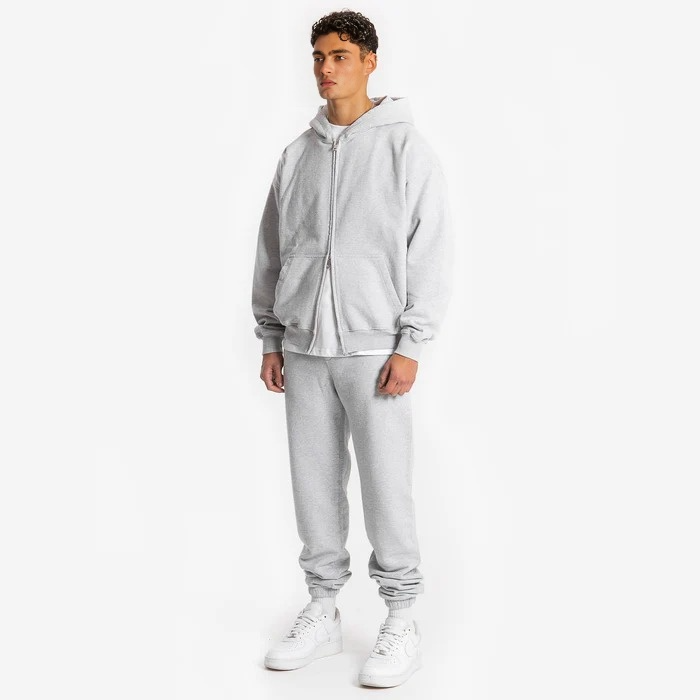 YMF Zip Hoodie - Light Marl Grey