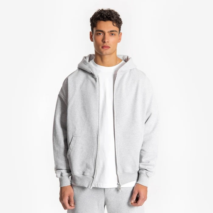 YMF Zip Hoodie - Light Marl Grey