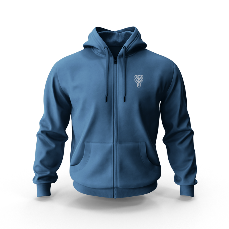 YM Zip Hoodie-Steel Blue