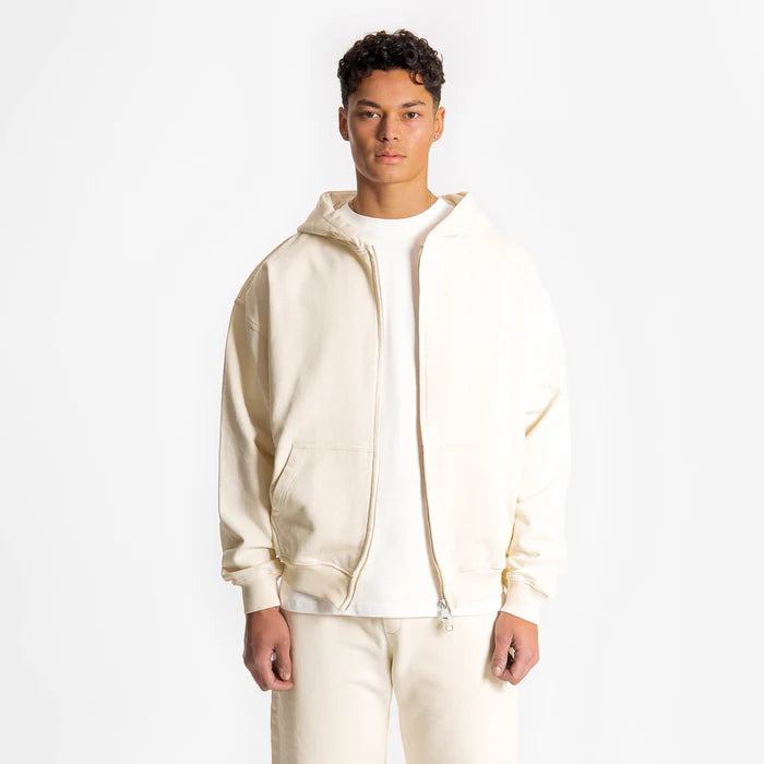 Áo hoodie có khóa kéo YMF - Màu be